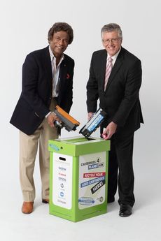 Kamahl and Tim Webster celebrate 10 years of cartridge recycling © Janet Sparrow